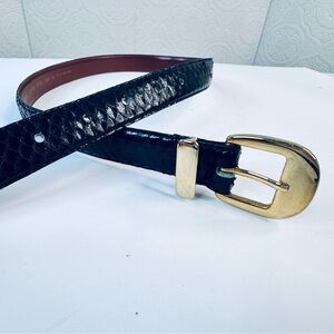 JANA Women's Belt Genuine Snake Skin Black Gold Buckle Size Medium